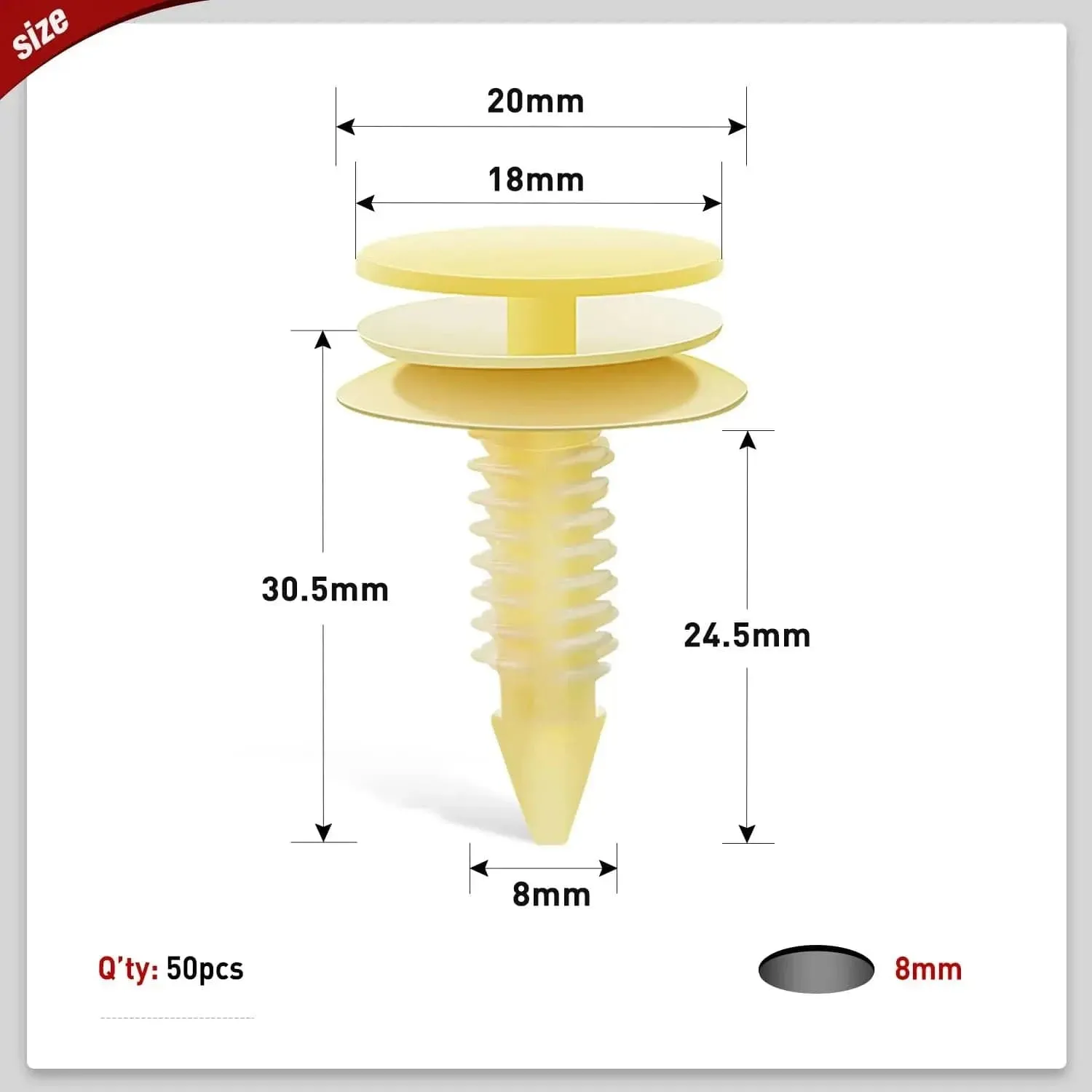 50 Pcs Head 20mm Hole 8mm Front Door Trim Panel Retainers Clips Compatible with Buick Regal 1990-1996 Oldsmobile Cutlass 1992-1997, Pontiac Grand Prix 1992-1998 OEM: #GM 10153057