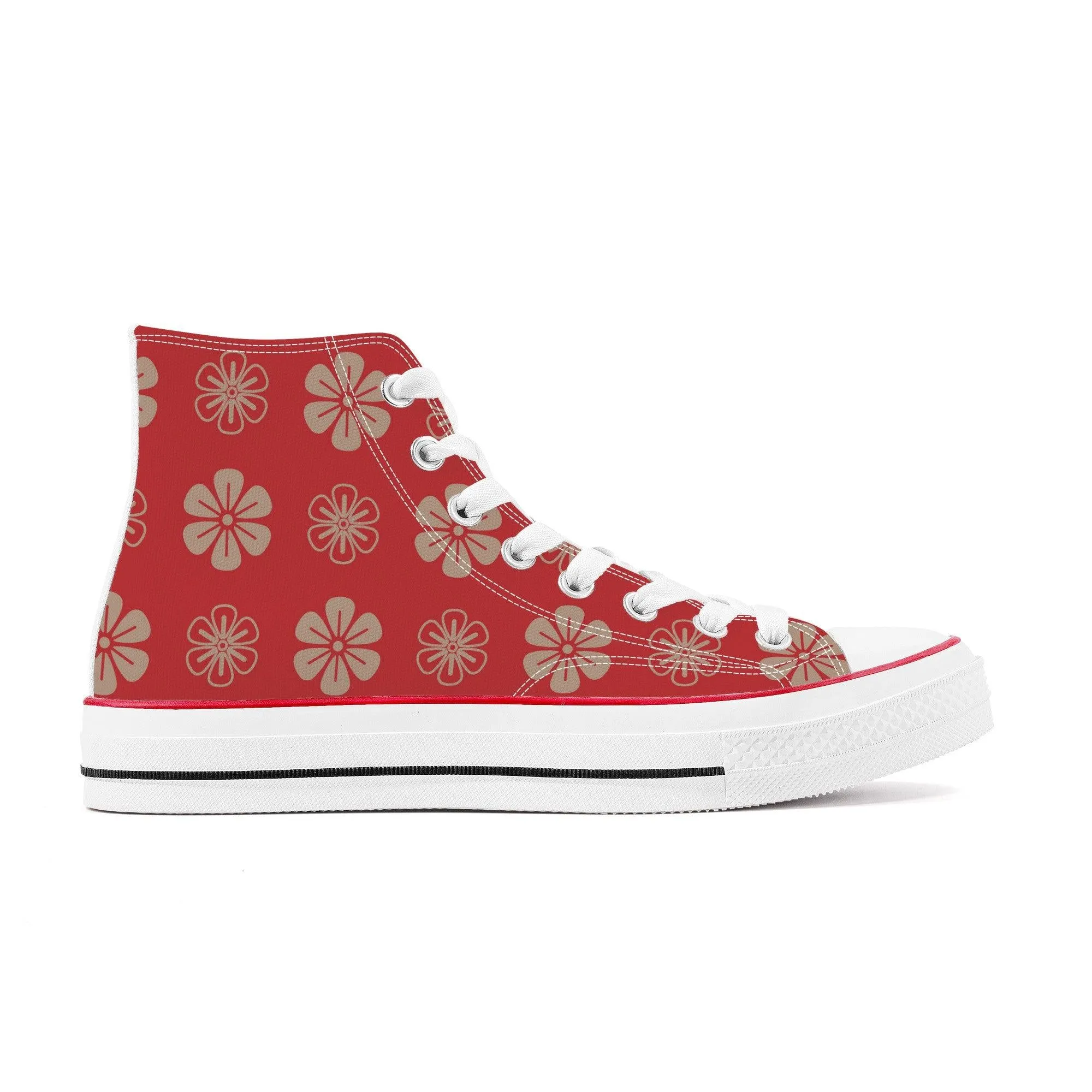 Aka 赤 - Red High Top Canvas Shoes