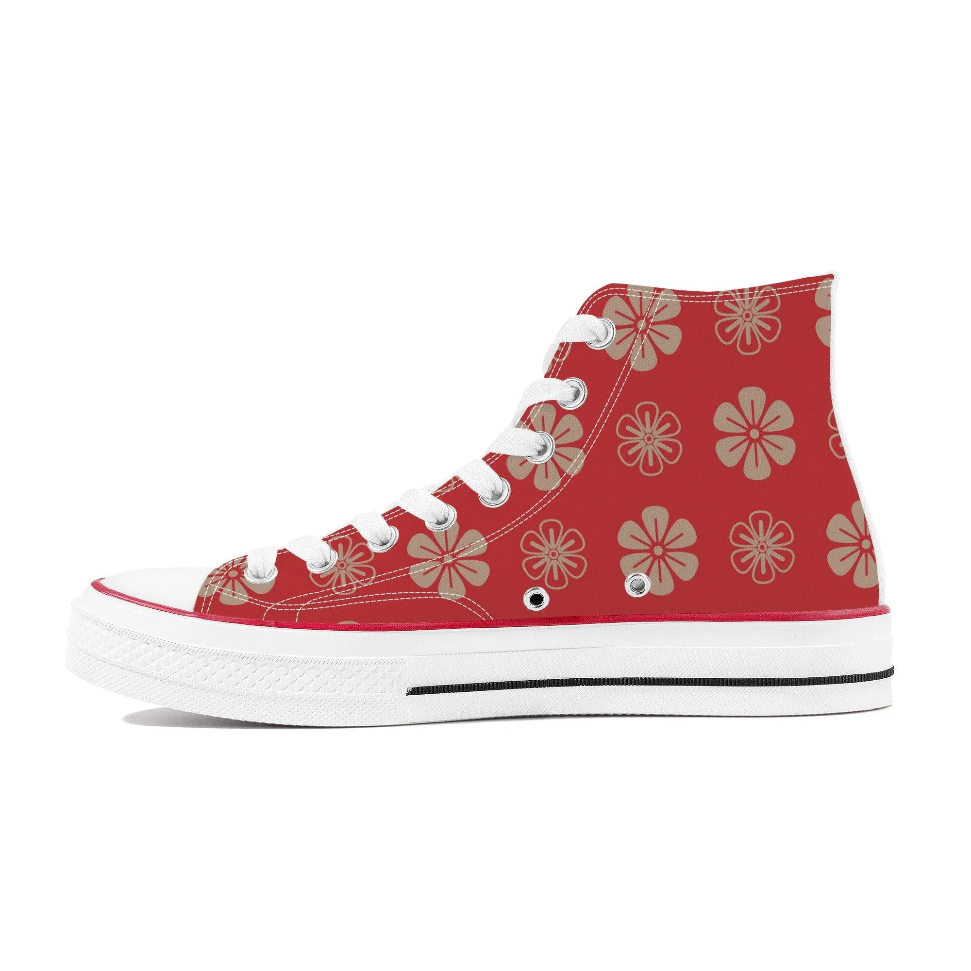 Aka 赤 - Red High Top Canvas Shoes