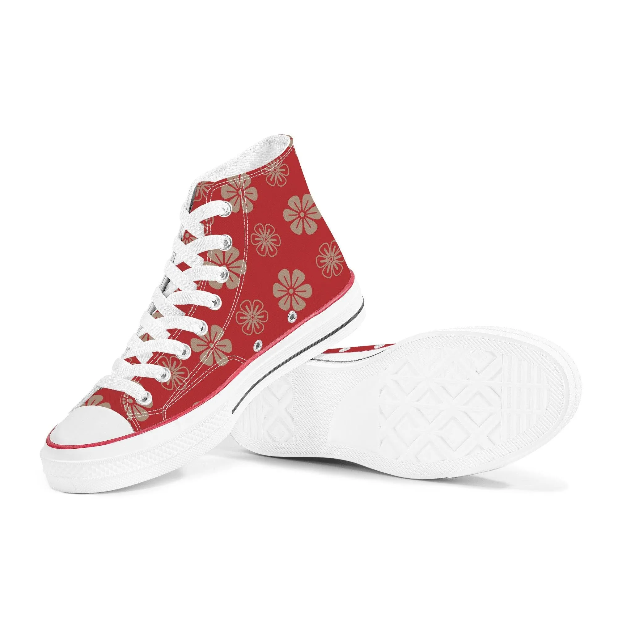 Aka 赤 - Red High Top Canvas Shoes