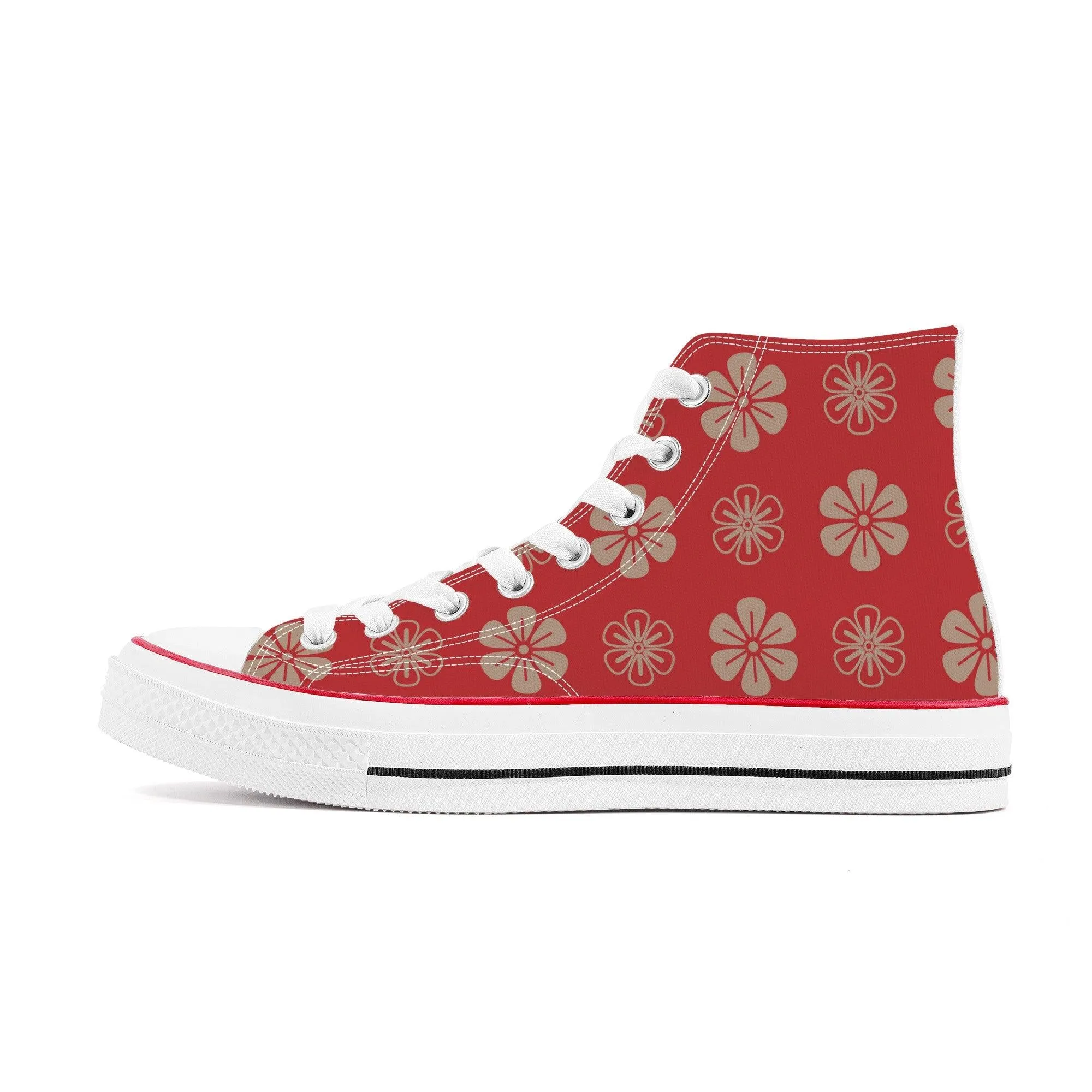 Aka 赤 - Red High Top Canvas Shoes
