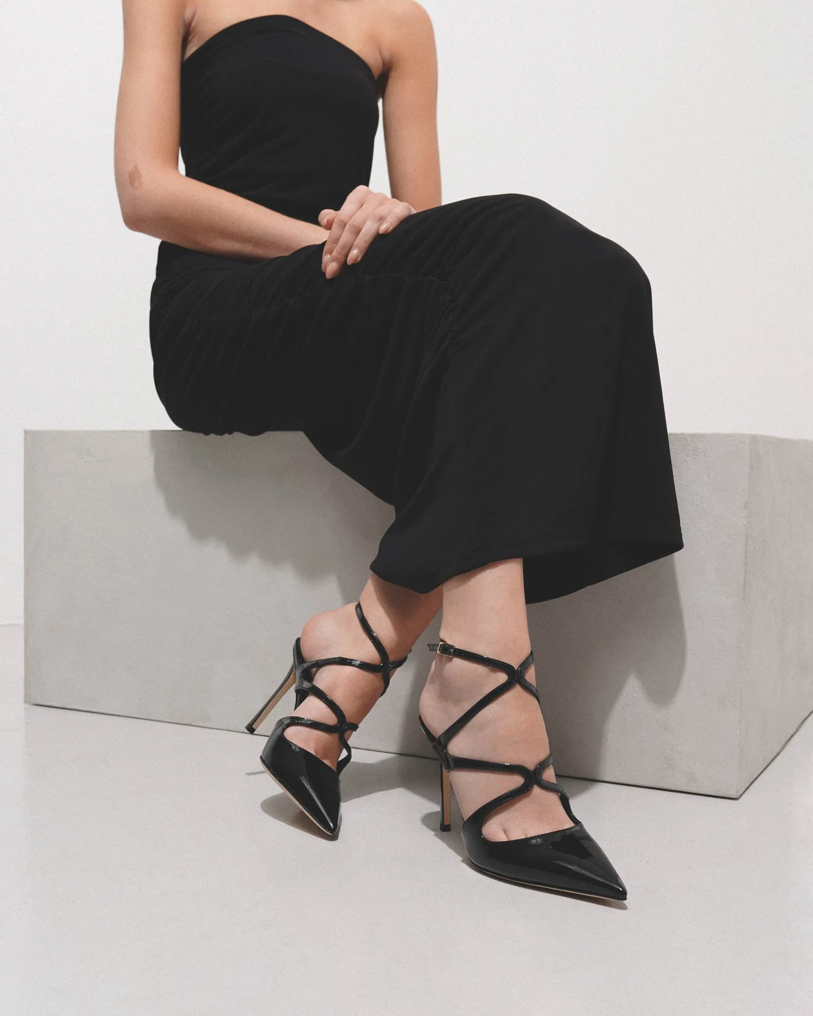 Azia 95 black patent pumps