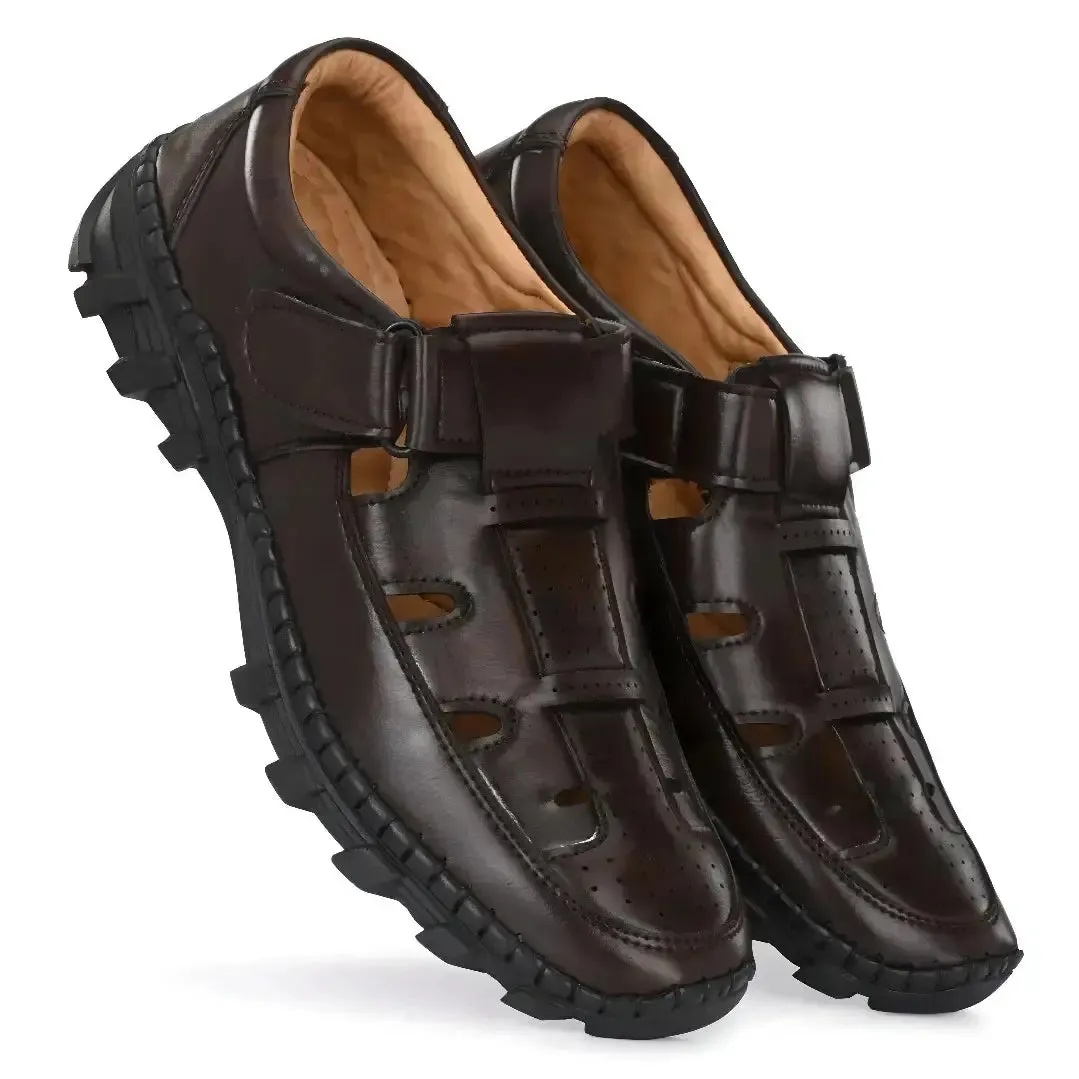 Brown Roman Leather Sandals For Men