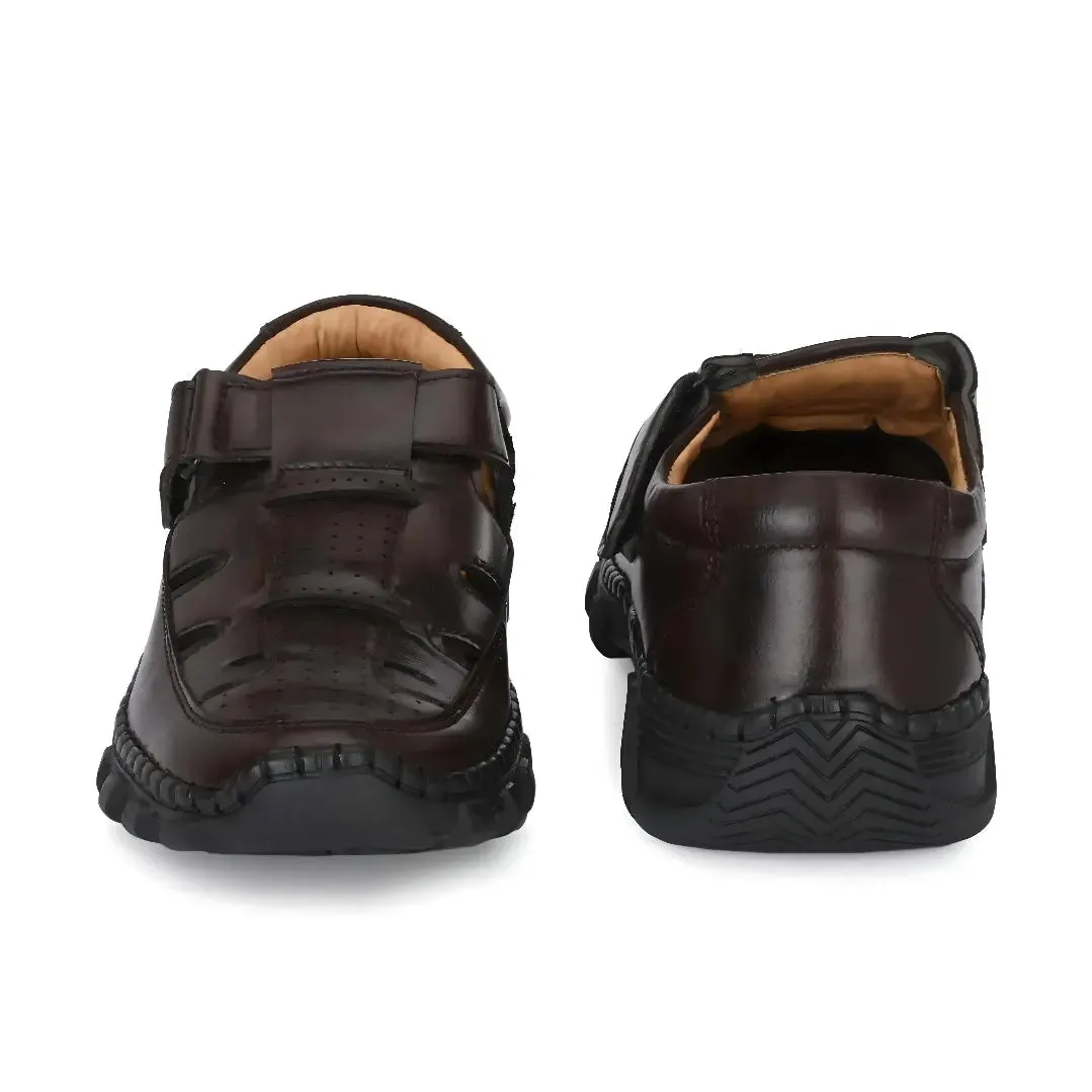 Brown Roman Leather Sandals For Men
