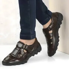 Brown Roman Leather Sandals For Men