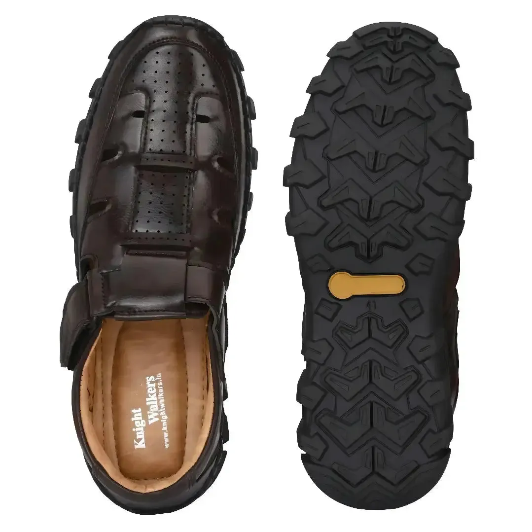 Brown Roman Leather Sandals For Men