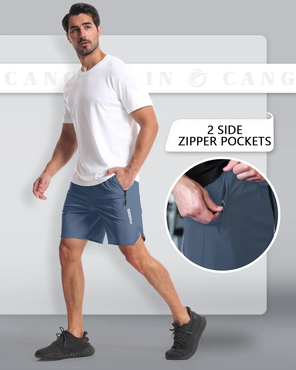 CANGHPGIN 2 Pack Mens Workout Athletic Shorts 7 inch Inseam Quick Dry Hiking Shorts Men Lightweight Sports Gym Shorts Running