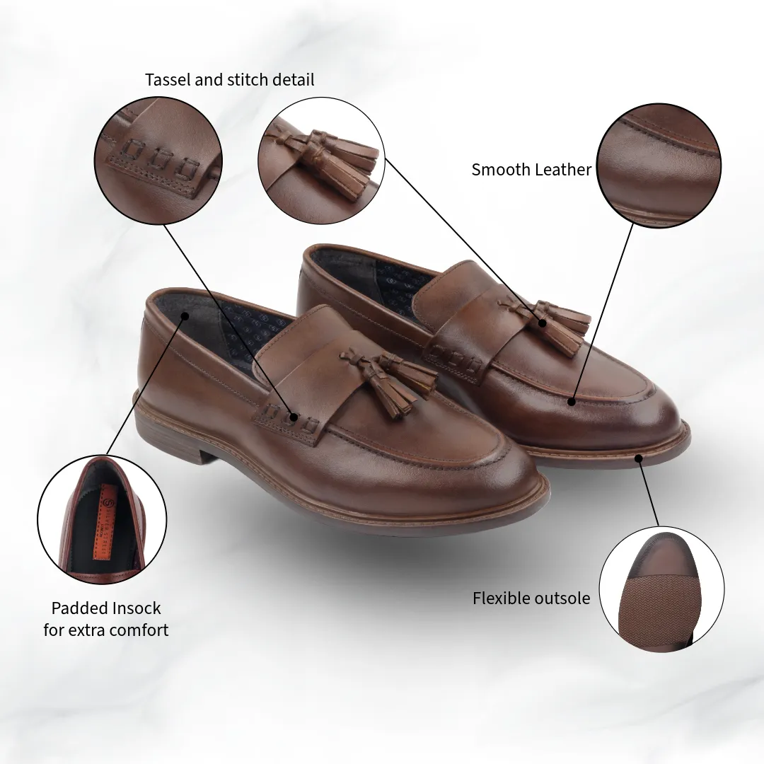 Charleston Leather Tassel Loafer - Brown