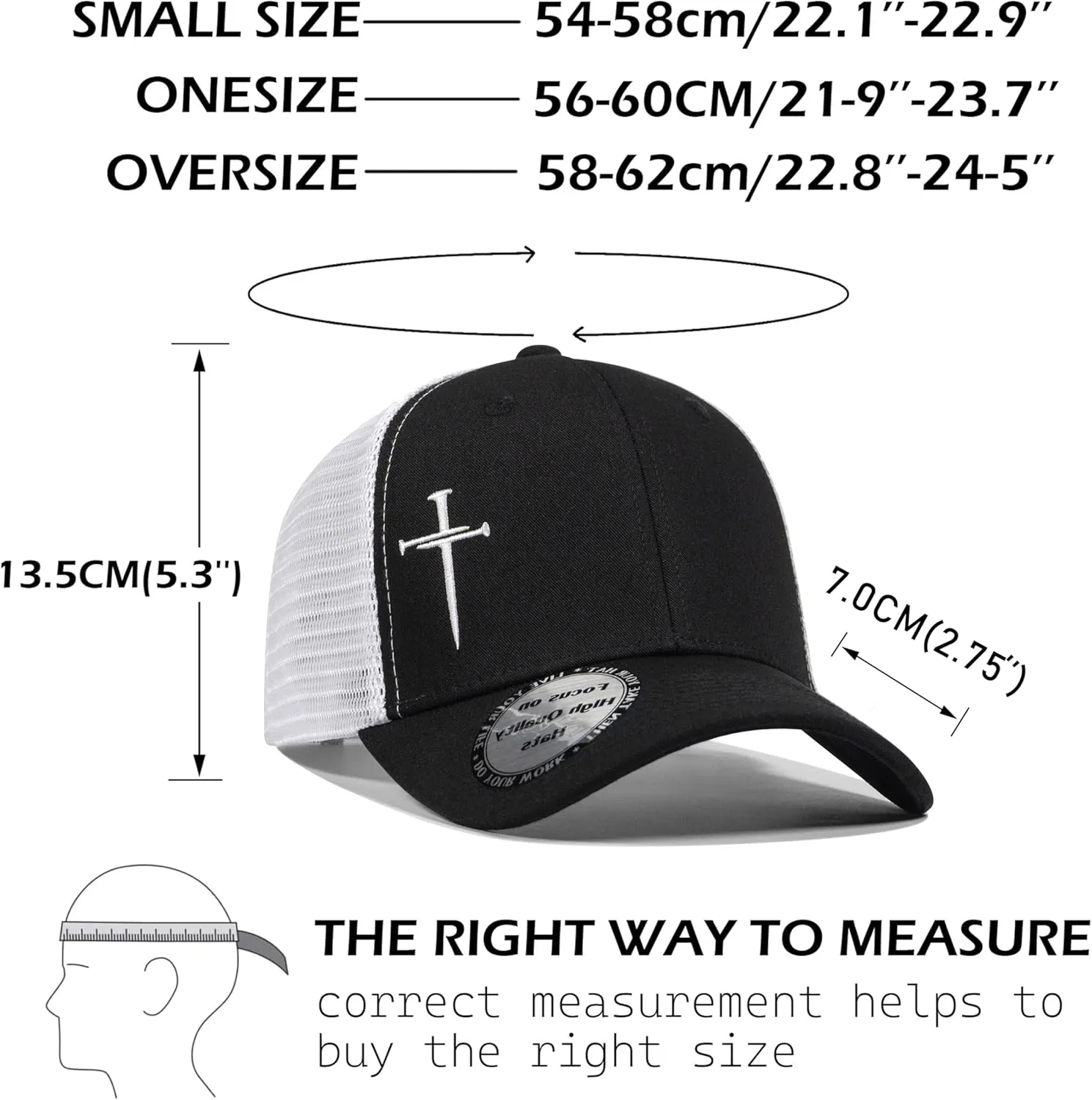 Christian Hats for Men Women,Jesus 3 Nail Cross Hat Christian Religious Gifts for Birthday/Christmas