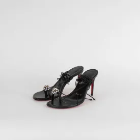Christian Louboutin Black Crystal Lace Up Heels