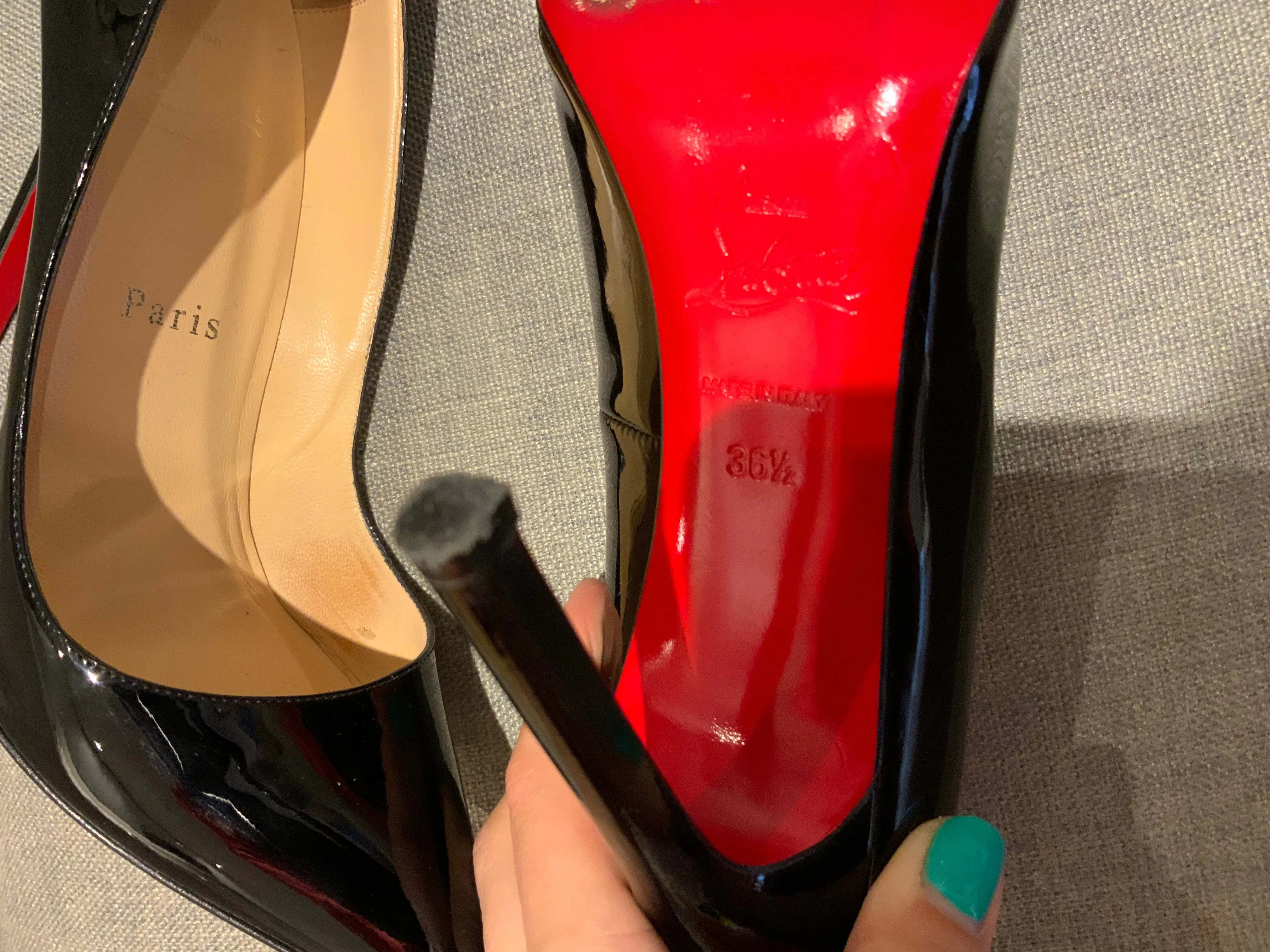Christian Louboutin Pigalle 120 black patent leather pumps shoes 36.5 US 6.5 ladies
