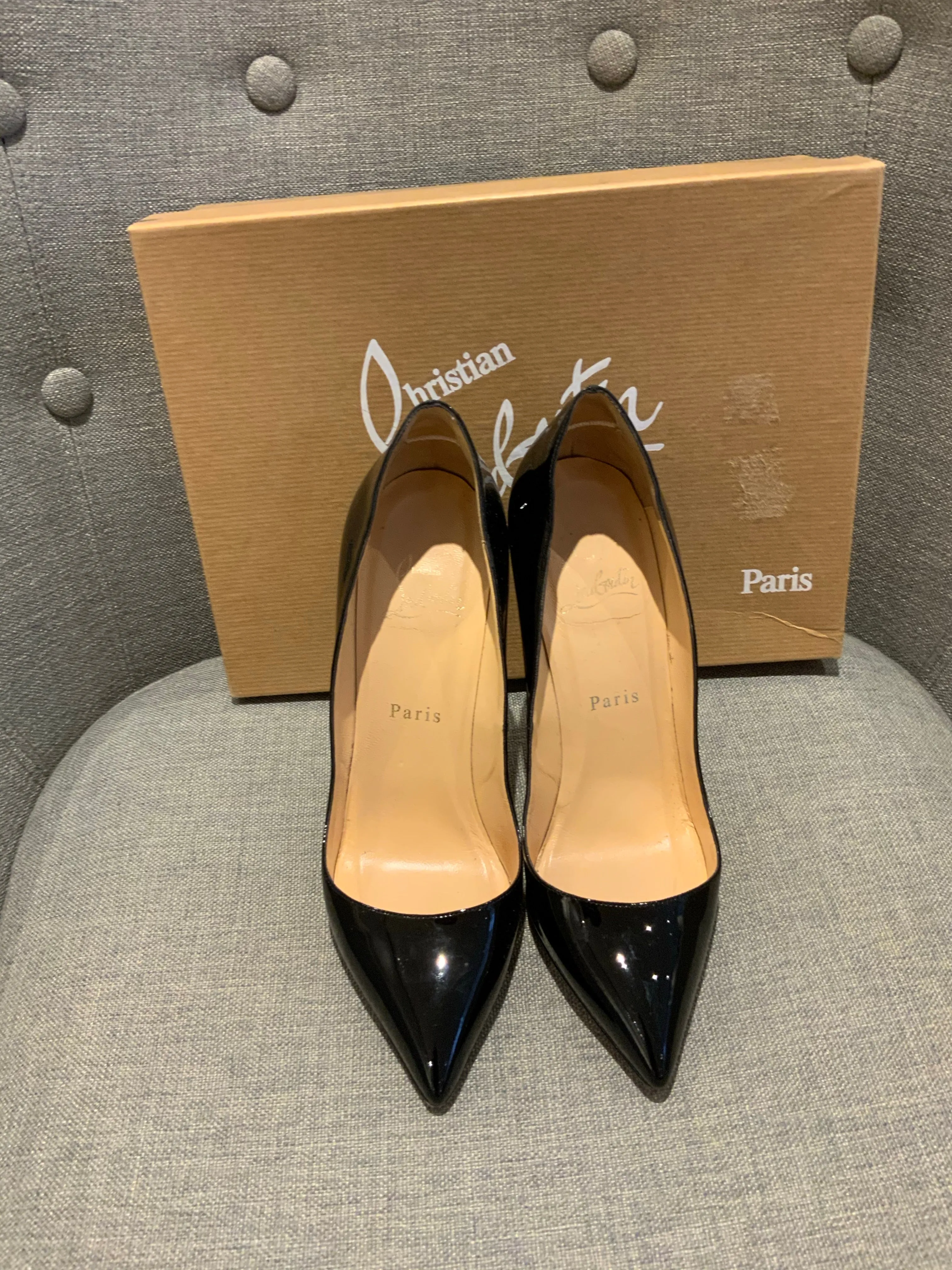 Christian Louboutin Pigalle 120 black patent leather pumps shoes 36.5 US 6.5 ladies