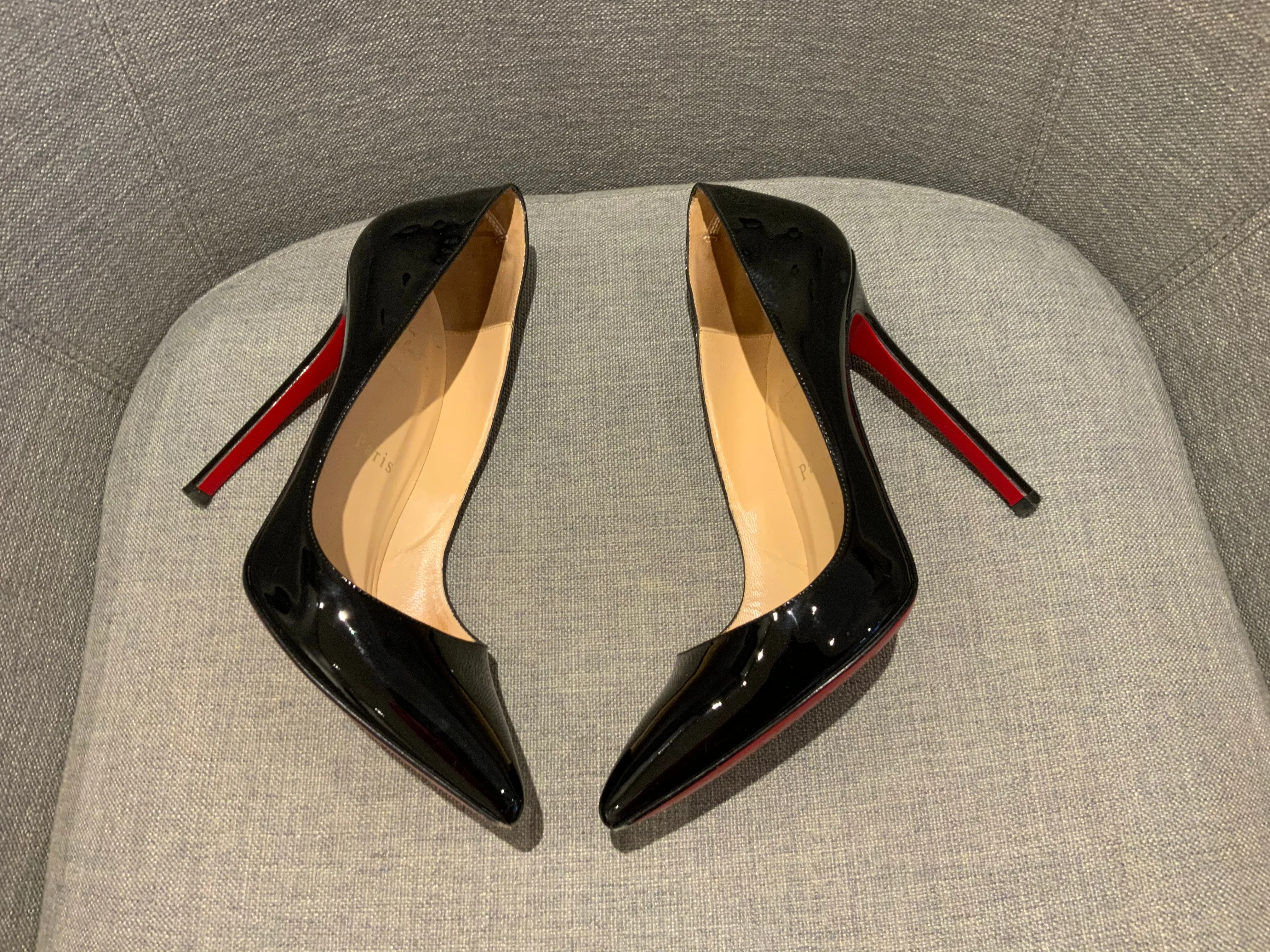 Christian Louboutin Pigalle 120 black patent leather pumps shoes 36.5 US 6.5 ladies
