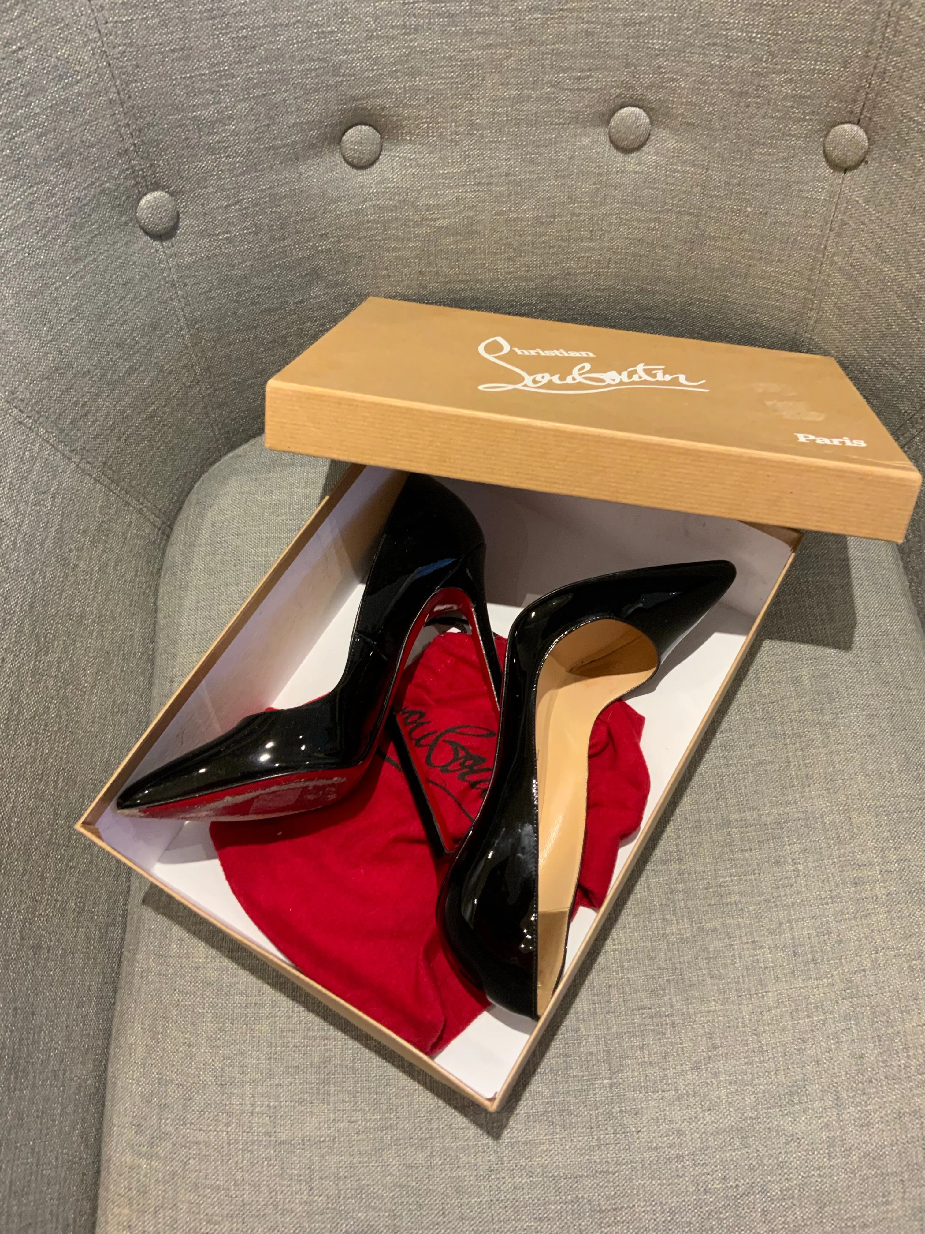 Christian Louboutin Pigalle 120 black patent leather pumps shoes 36.5 US 6.5 ladies