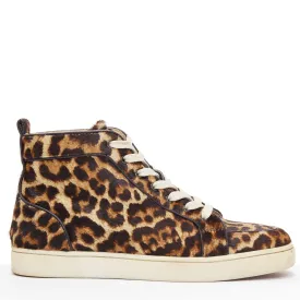 CHRISTIAN LOUBOUTIN Rantus Orlato brown leopard calf hair high top sneakers EU42