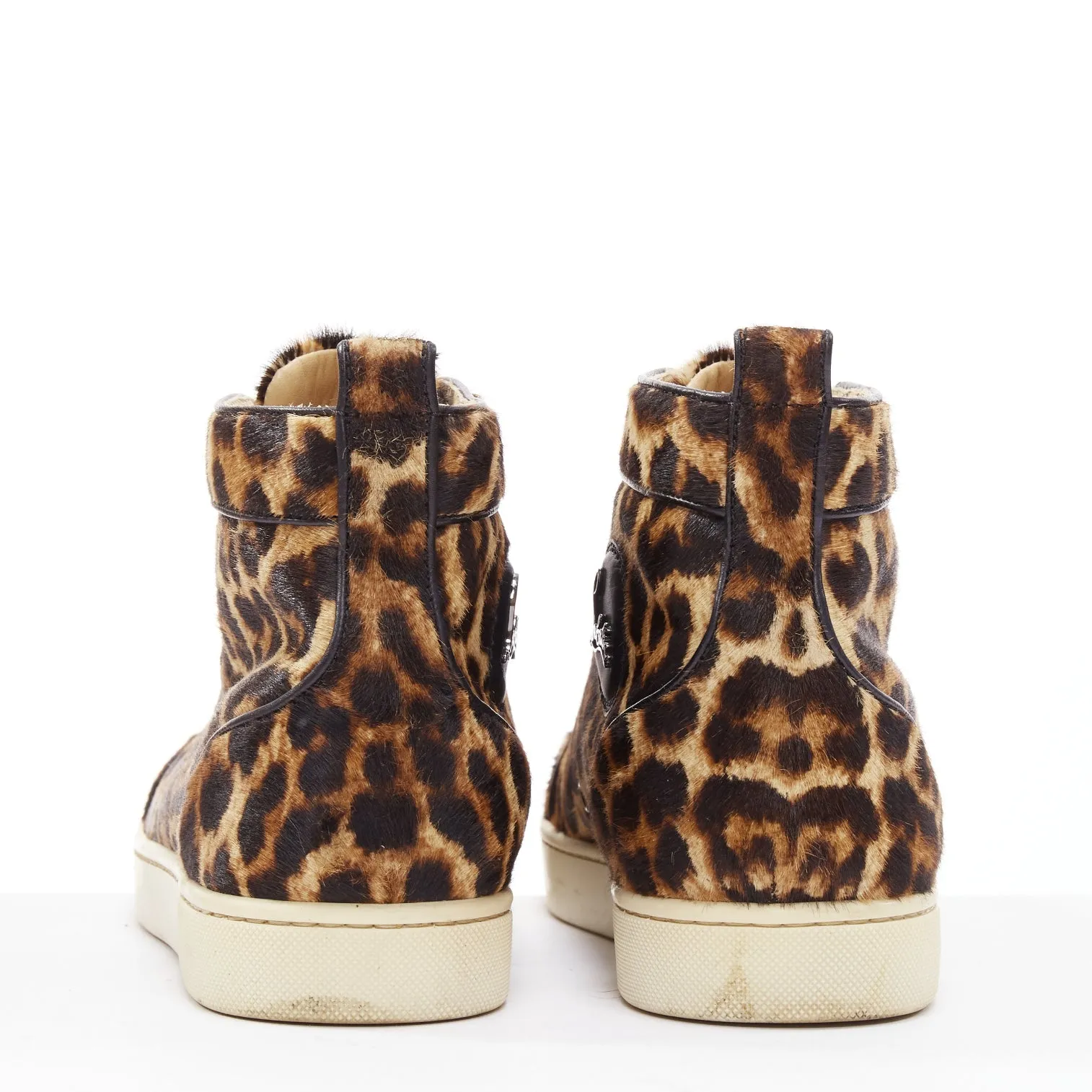 CHRISTIAN LOUBOUTIN Rantus Orlato brown leopard calf hair high top sneakers EU42