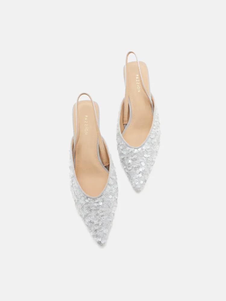 Esme Sequin Pointed Toe Slingback Heels