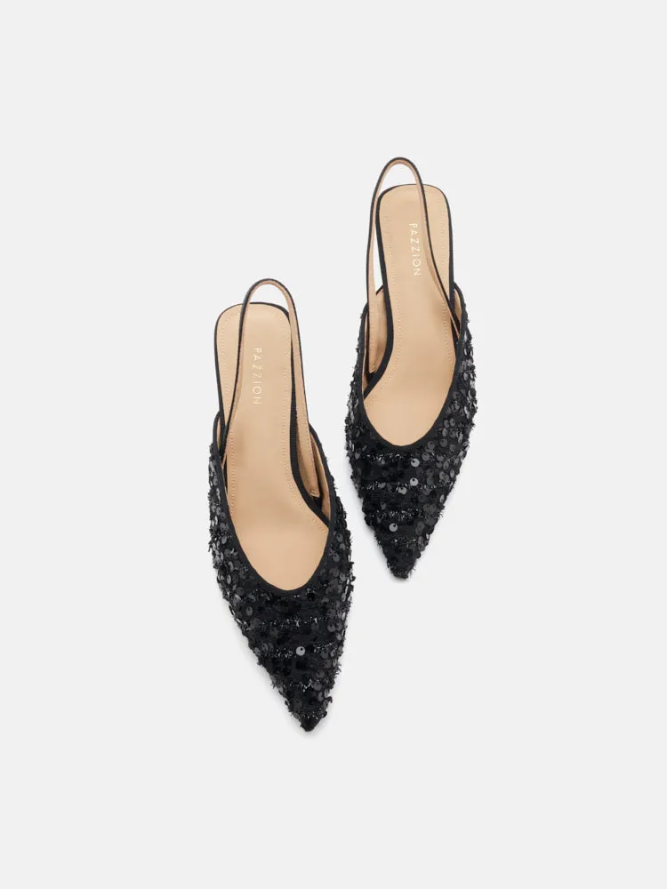 Esme Sequin Pointed Toe Slingback Heels