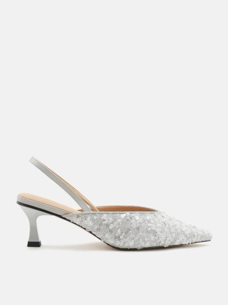 Esme Sequin Pointed Toe Slingback Heels