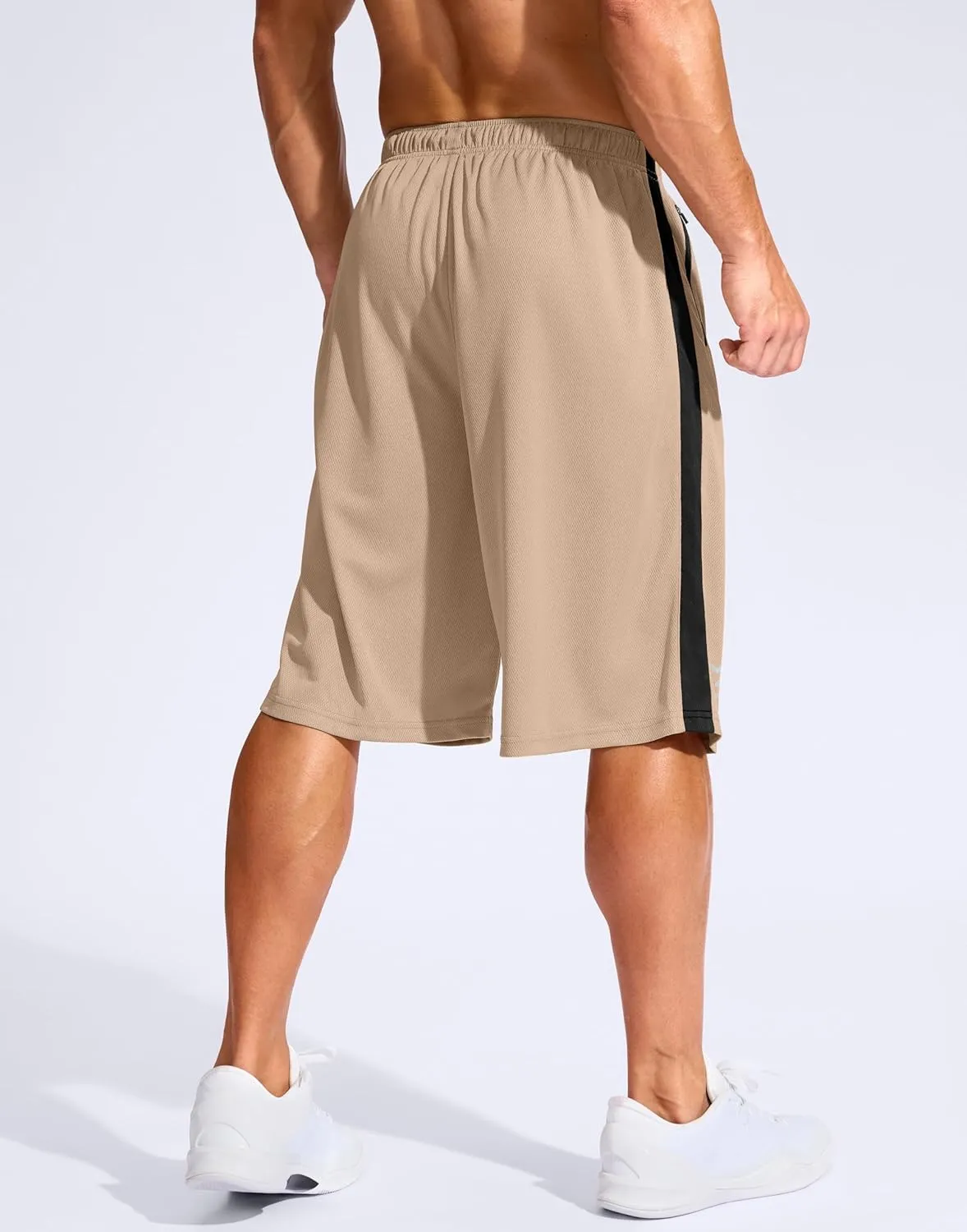 G Gradual Men's 11" Long Basketball Shorts with Zipper Pockets Mesh Quick Dry Lightweight Gym Athletic Shorts for Men