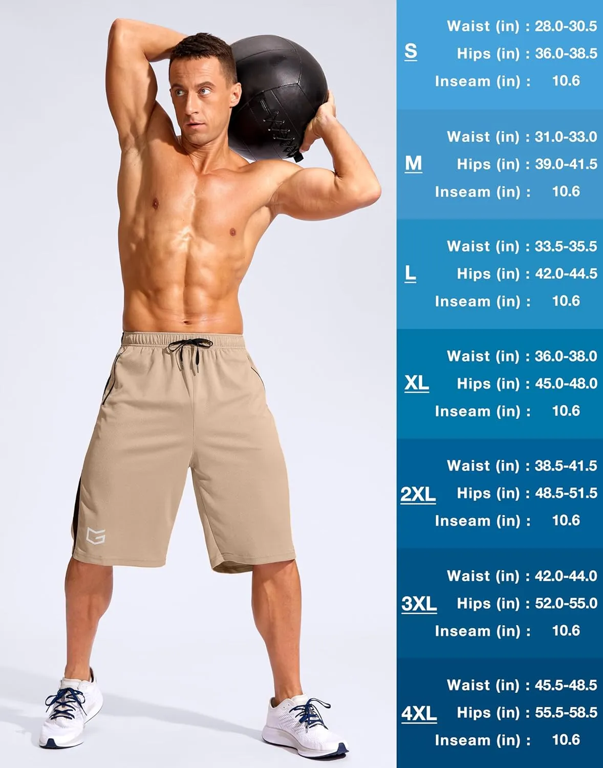 G Gradual Men's 11" Long Basketball Shorts with Zipper Pockets Mesh Quick Dry Lightweight Gym Athletic Shorts for Men