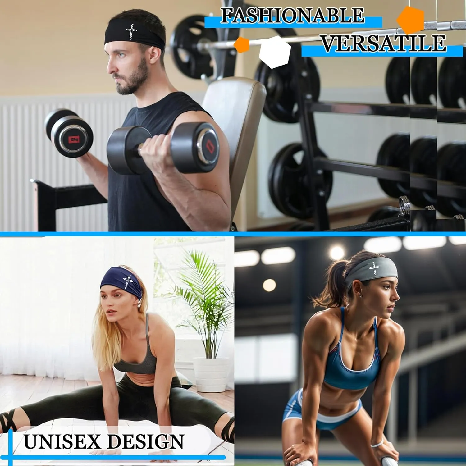 Headbands for Men Women 3pcs Sweat Bands Headbands Men Sweatbands Women