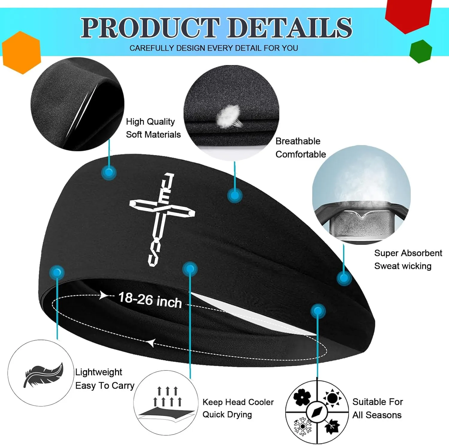 Headbands for Men Women 3pcs Sweat Bands Headbands Men Sweatbands Women