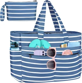 HUANLANG Extra Large Beach Bag Waterproof Beach Totes Bags for Women Men,Pool Bag with Zipper Wet Pocket