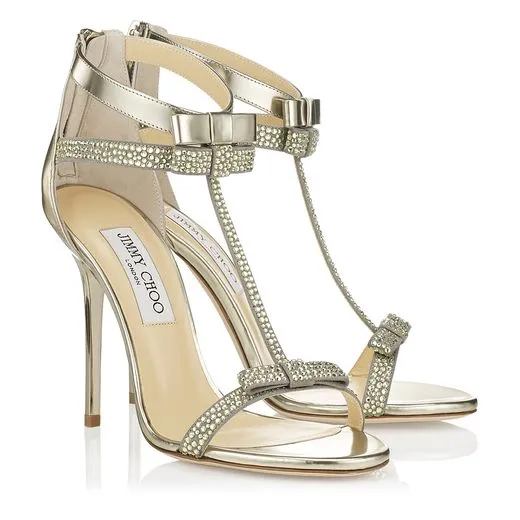 JIMMY CHOO BOW T-STRAP STILETTO SANDALS
