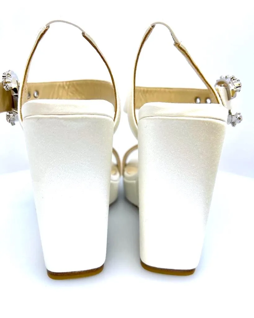 JIMMY CHOO MIRABELLE 110 SATIN WEDGE SANDALS