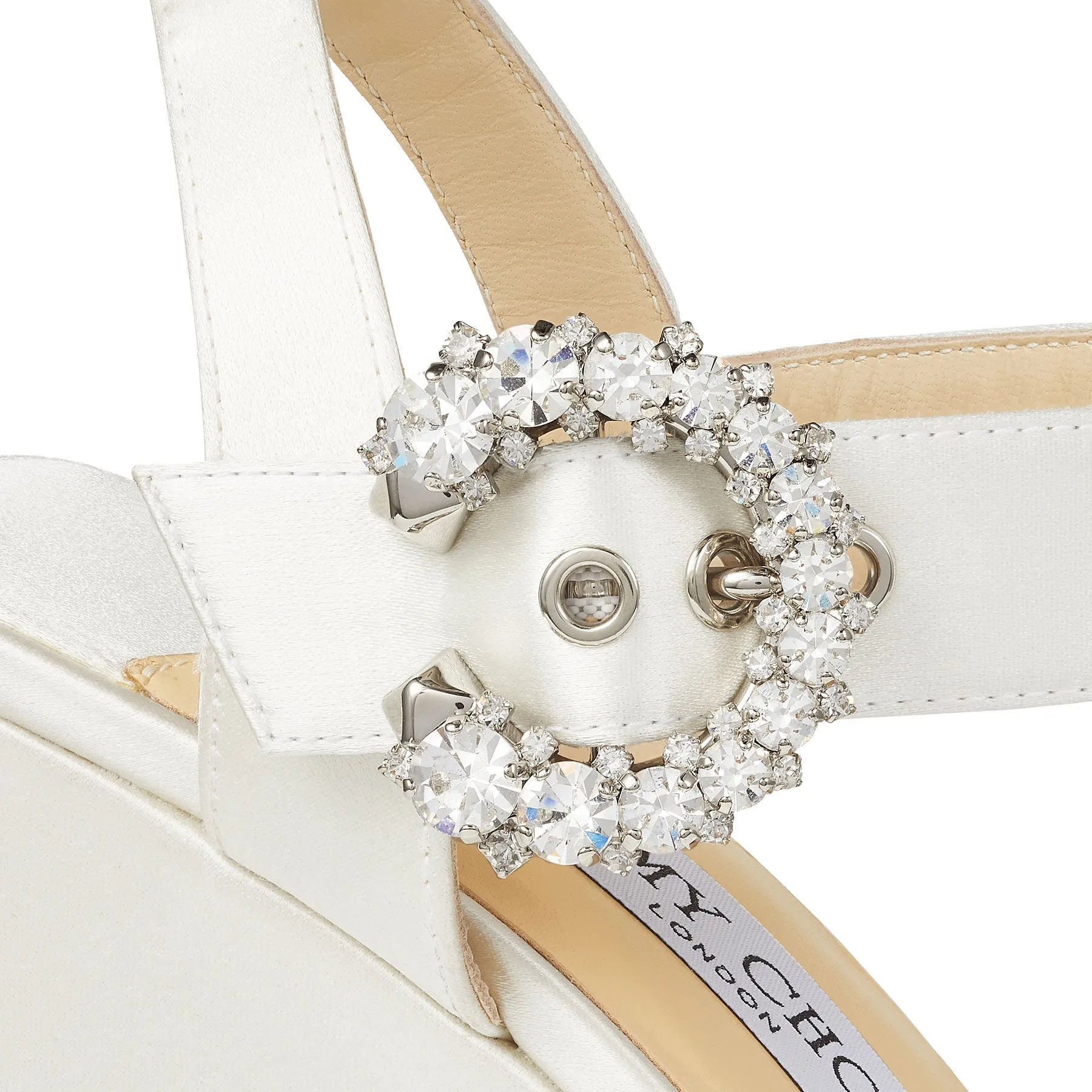 JIMMY CHOO MIRABELLE 110 SATIN WEDGE SANDALS