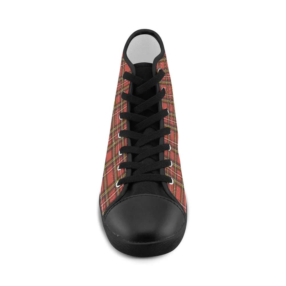 Kids's Scottish Checkers Print Canvas High Top Shoes