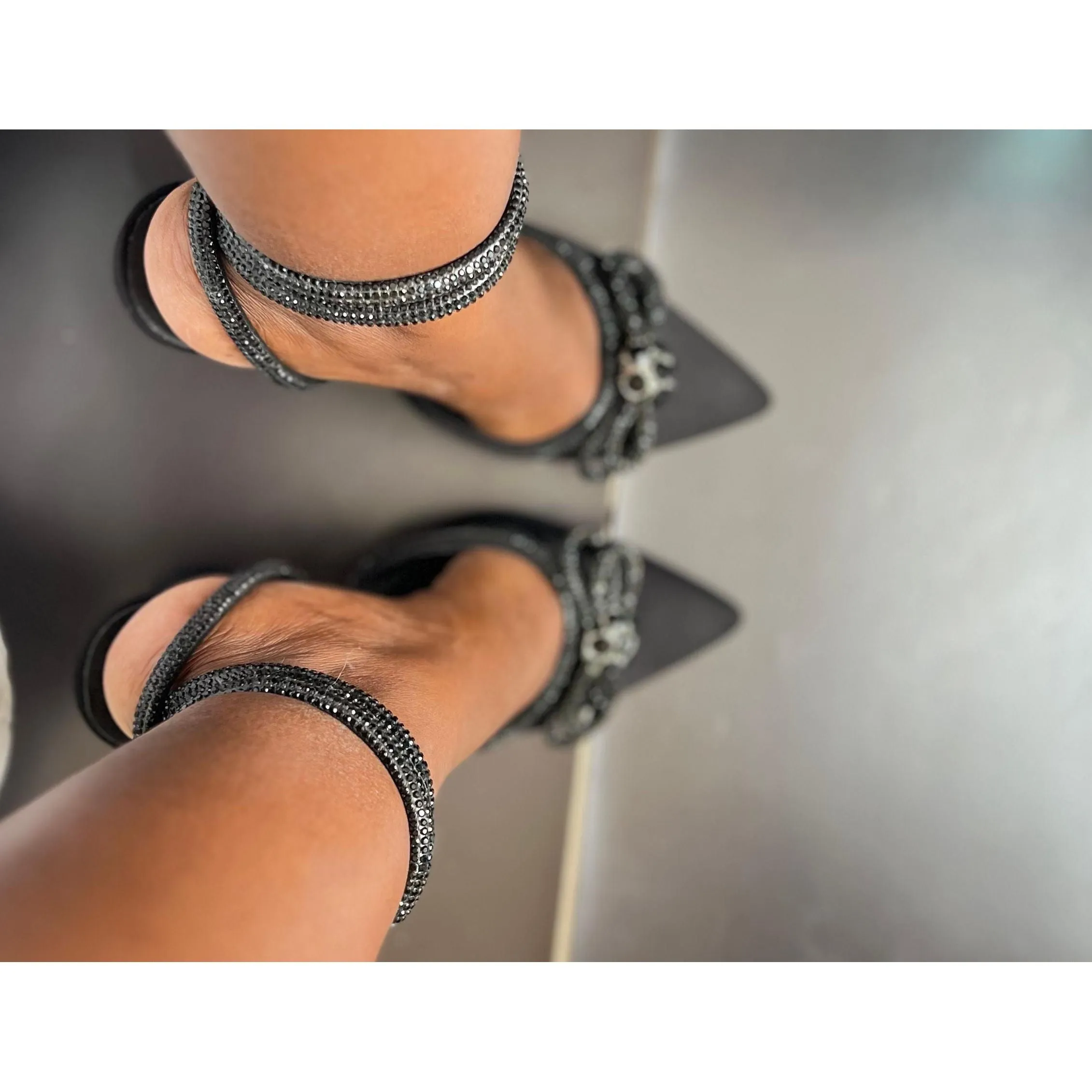 Rhinestone Pointed High Heel