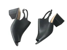 Schutz Atanado Soft Black High Heel Sandals Slip-On Wedge Shoes Size BR 7 39 ladies
