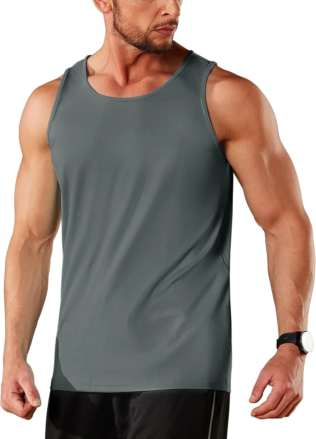 TACVASEN Men's Workout Tank Tops Sleeveless UPF 50  Summer Sun Shirts Quick Dry for Running Swim Gym Beach