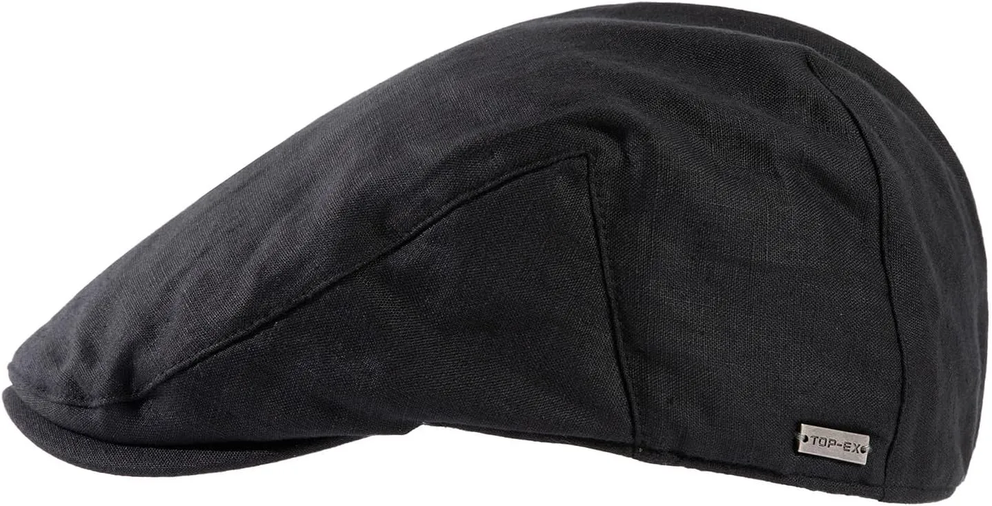 TOP-EX XL/XXL Mens 100% Linen Flat Cap Summer Cooling Newsboy Hats Cotton Lining