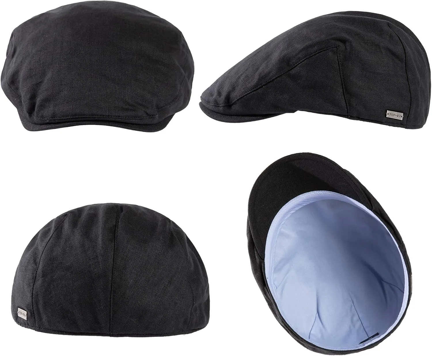 TOP-EX XL/XXL Mens 100% Linen Flat Cap Summer Cooling Newsboy Hats Cotton Lining