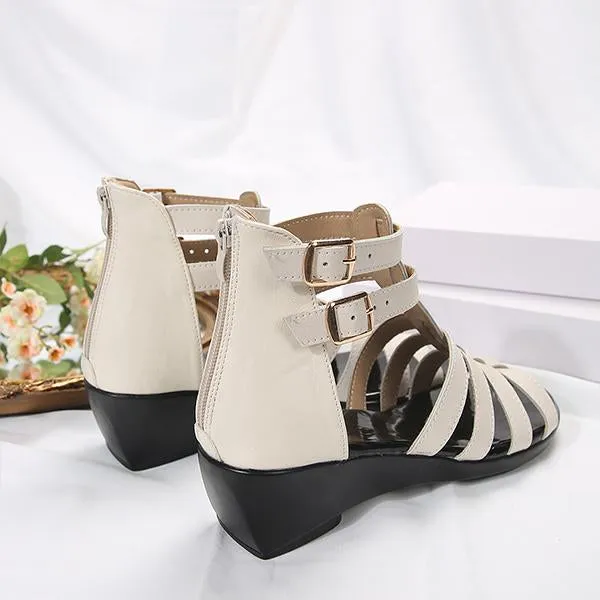 Women's Casual Zipper Wedge Roman Sandals 35362709S