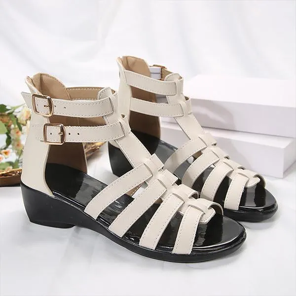 Women's Casual Zipper Wedge Roman Sandals 35362709S