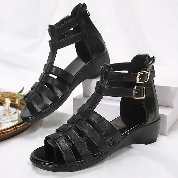 Women's Casual Zipper Wedge Roman Sandals 35362709S