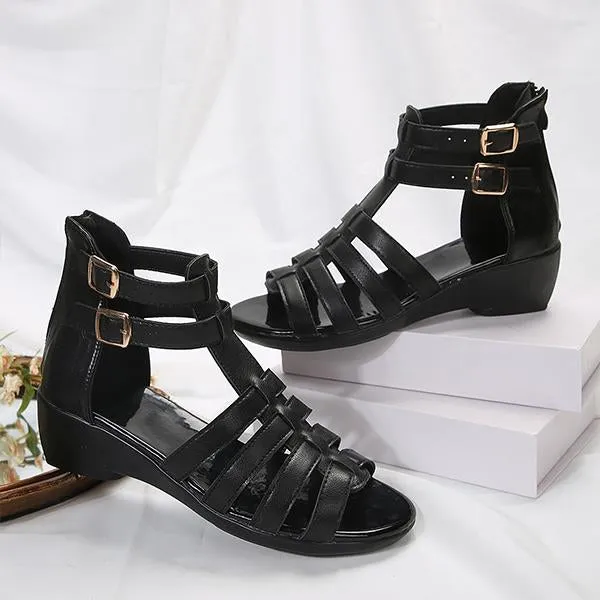 Women's Casual Zipper Wedge Roman Sandals 35362709S