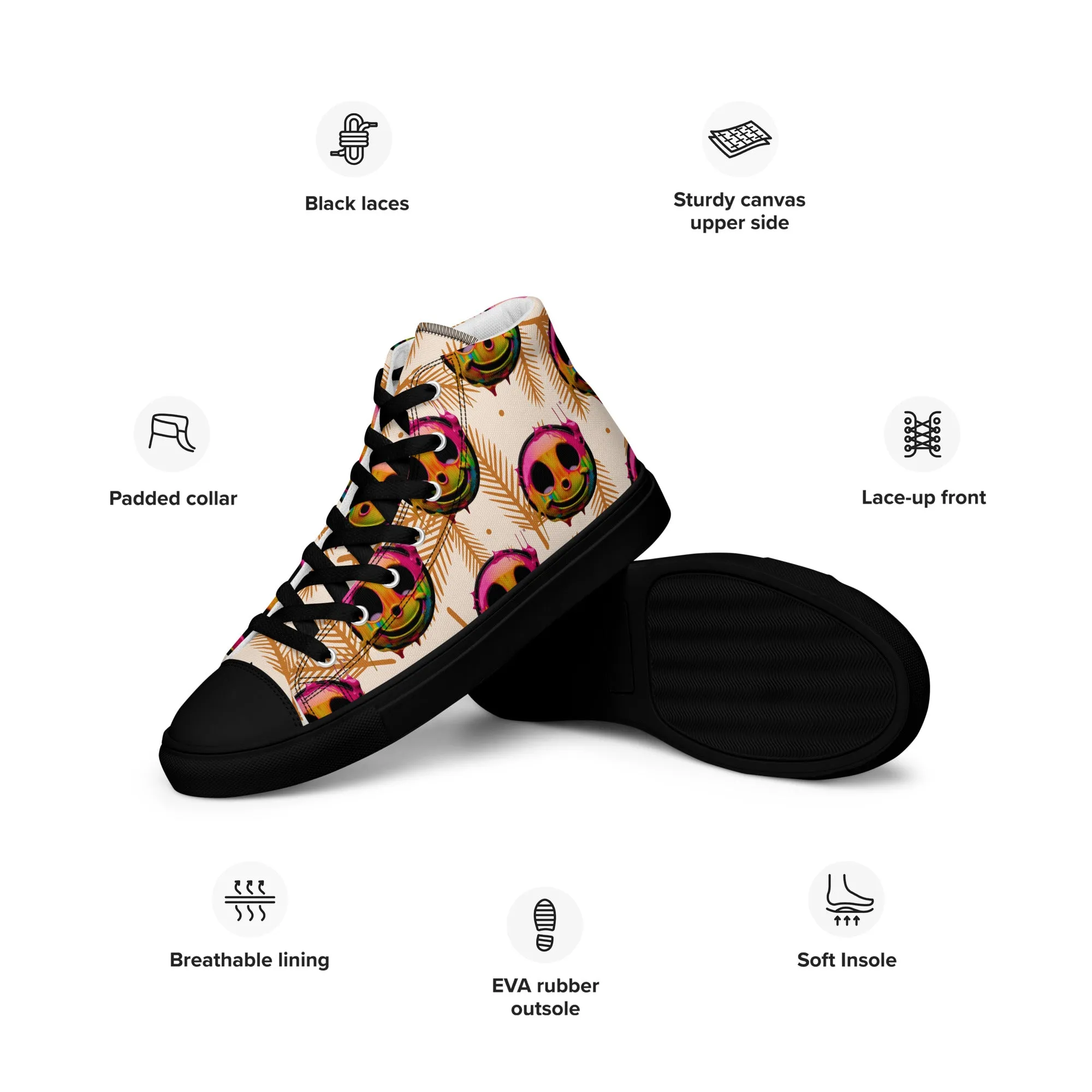 💕Women’s High Top Be Happy Canvas Shoes🥿