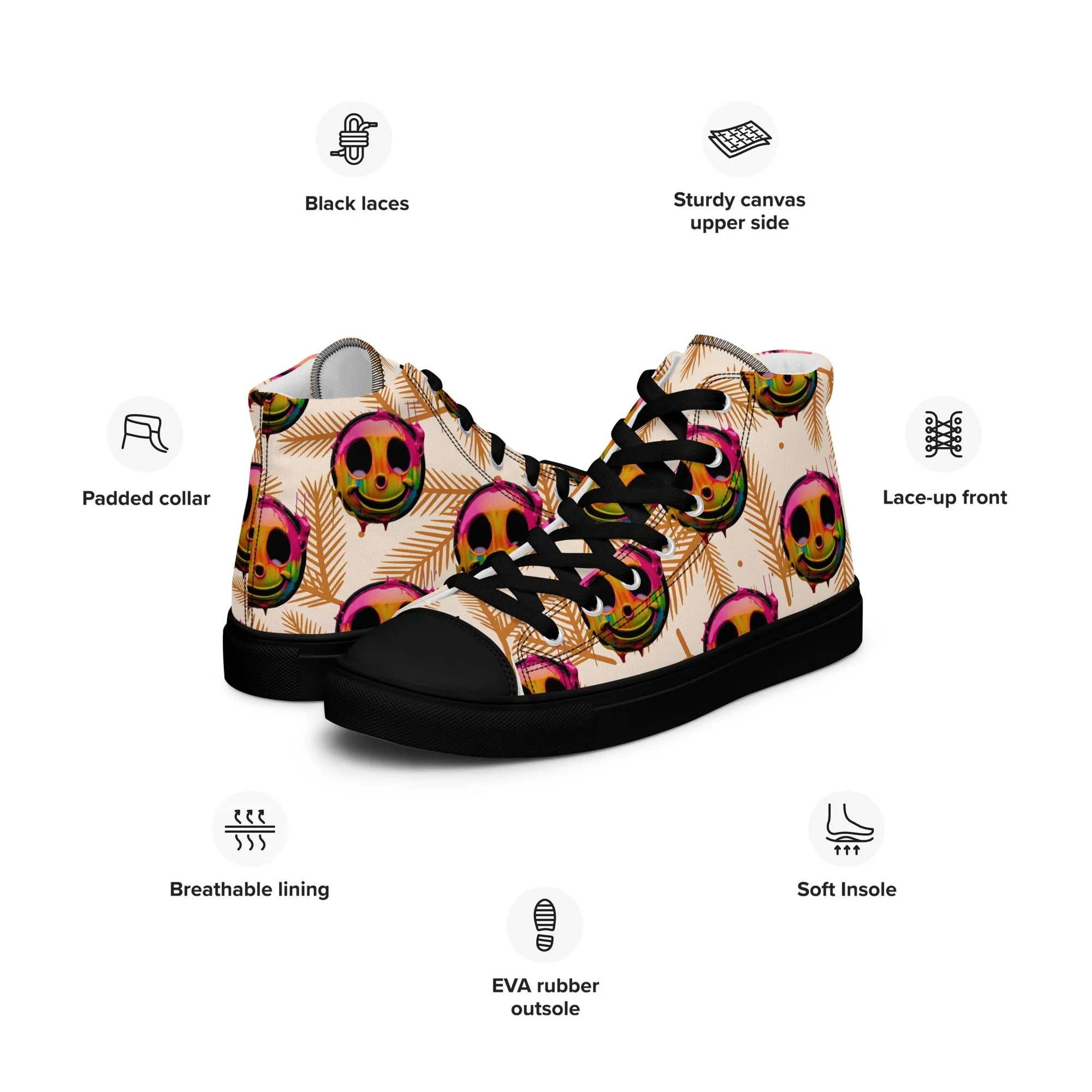 💕Women’s High Top Be Happy Canvas Shoes🥿