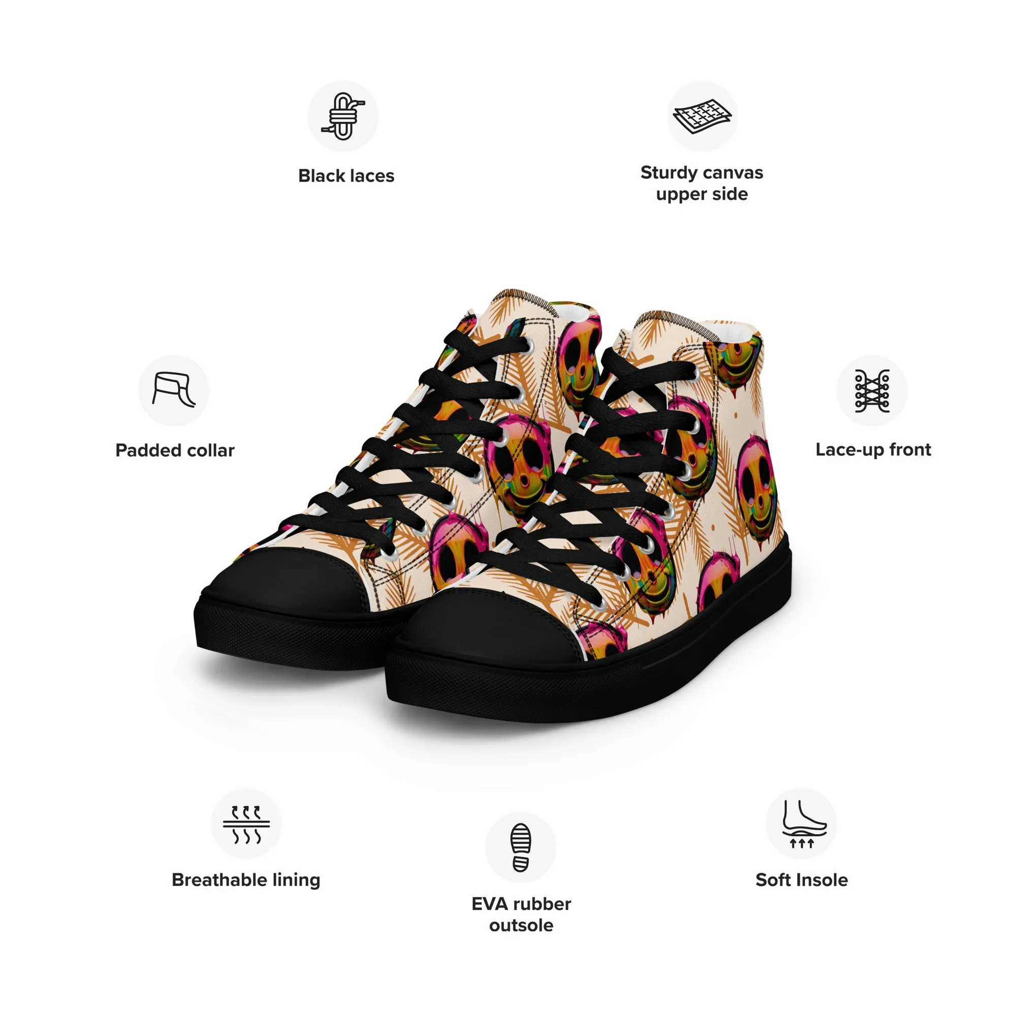 💕Women’s High Top Be Happy Canvas Shoes🥿
