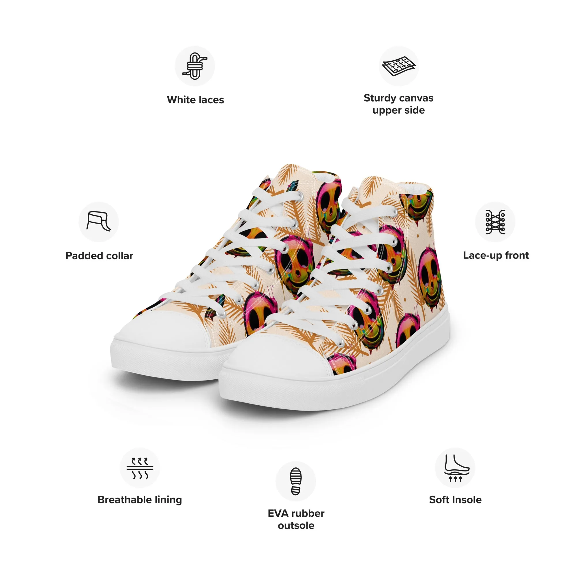 💕Women’s High Top Be Happy Canvas Shoes🥿