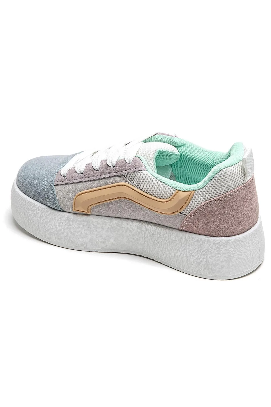 WOMEN'S SUEDE TEXTILE THICK BOTTOM PLATFORM TRAINERS IN MULTI COLOUR