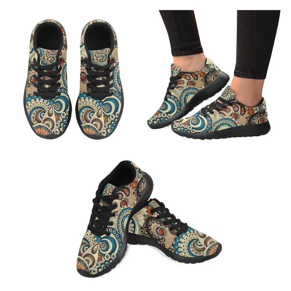 Zenzzle doodles floral pattern print on Women's Running shoes Casual Lightweight Athletic Sneakers US size 6-15