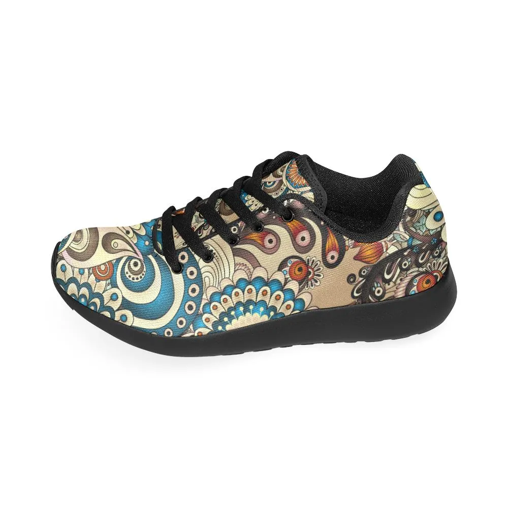 Zenzzle doodles floral pattern print on Women's Running shoes Casual Lightweight Athletic Sneakers US size 6-15