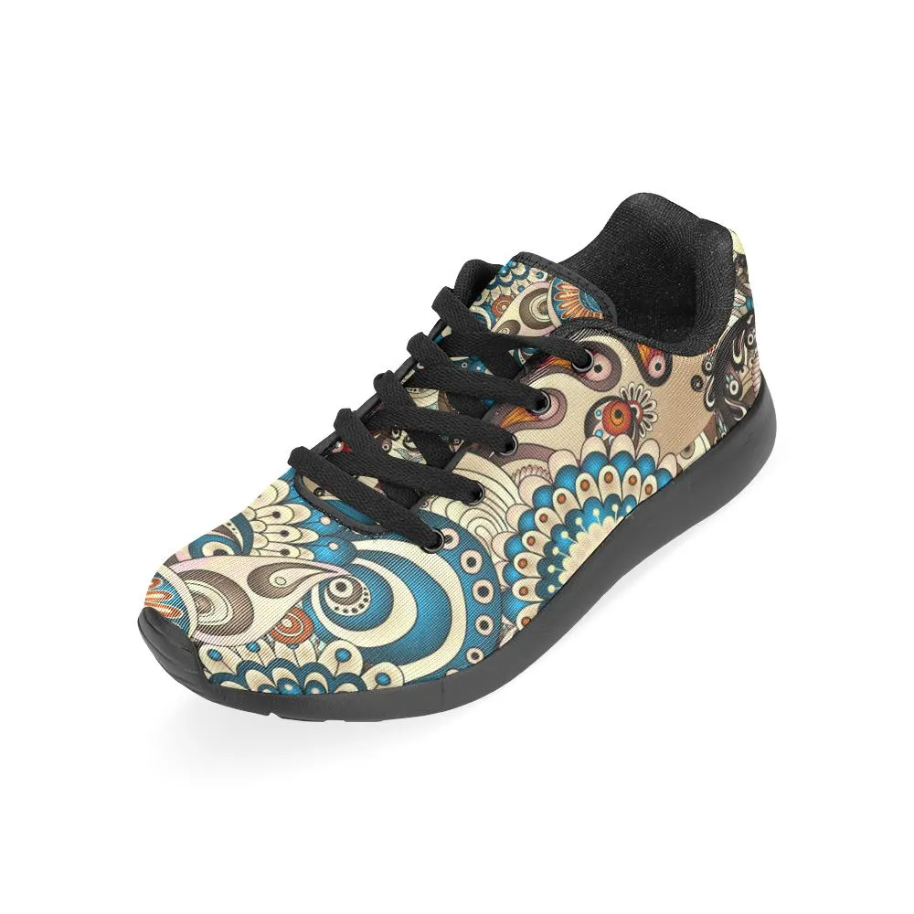 Zenzzle doodles floral pattern print on Women's Running shoes Casual Lightweight Athletic Sneakers US size 6-15
