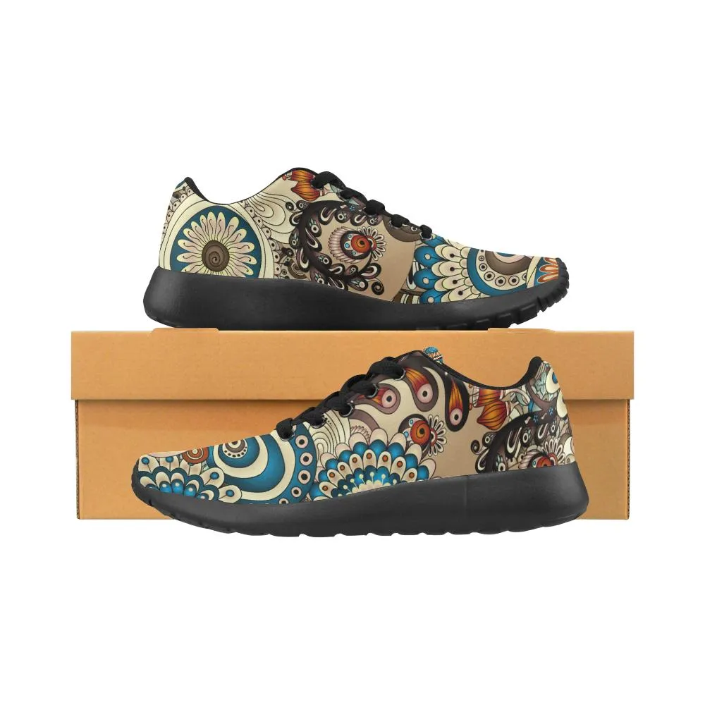 Zenzzle doodles floral pattern print on Women's Running shoes Casual Lightweight Athletic Sneakers US size 6-15